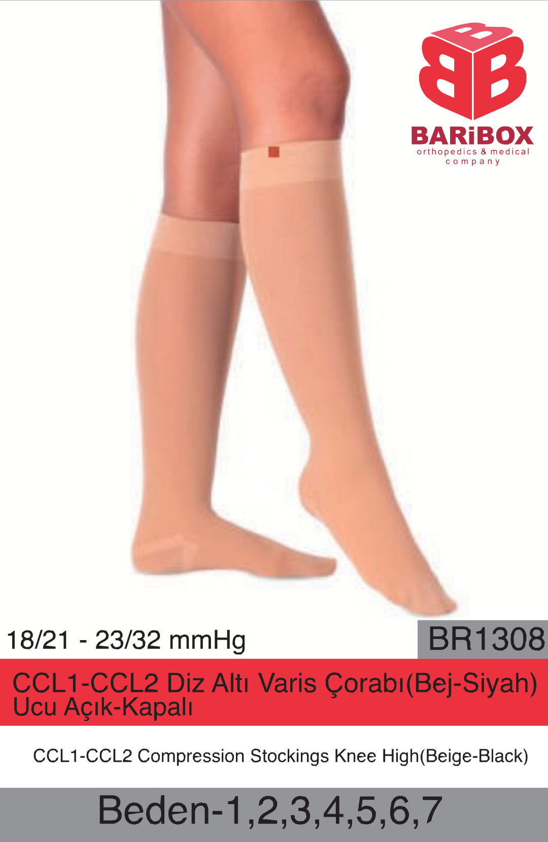 CCL1 CCL2 Diz Altı Varis Çorabı (Siyah-Bej) Ucu Açık Kapalı BR1308