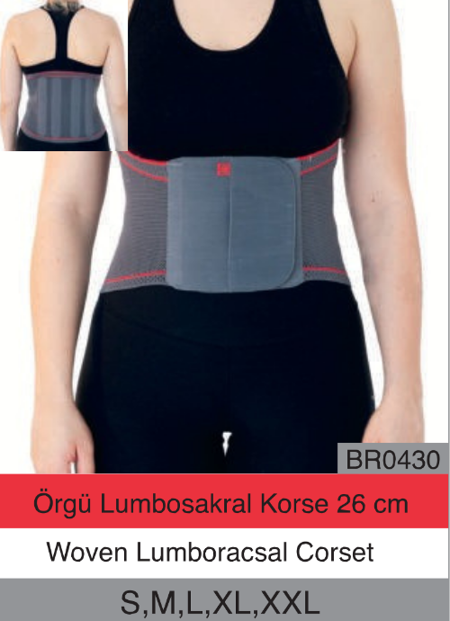 Örgü Lumbosakral Korse 26 cm br0430 s-m-l-xl-xxl